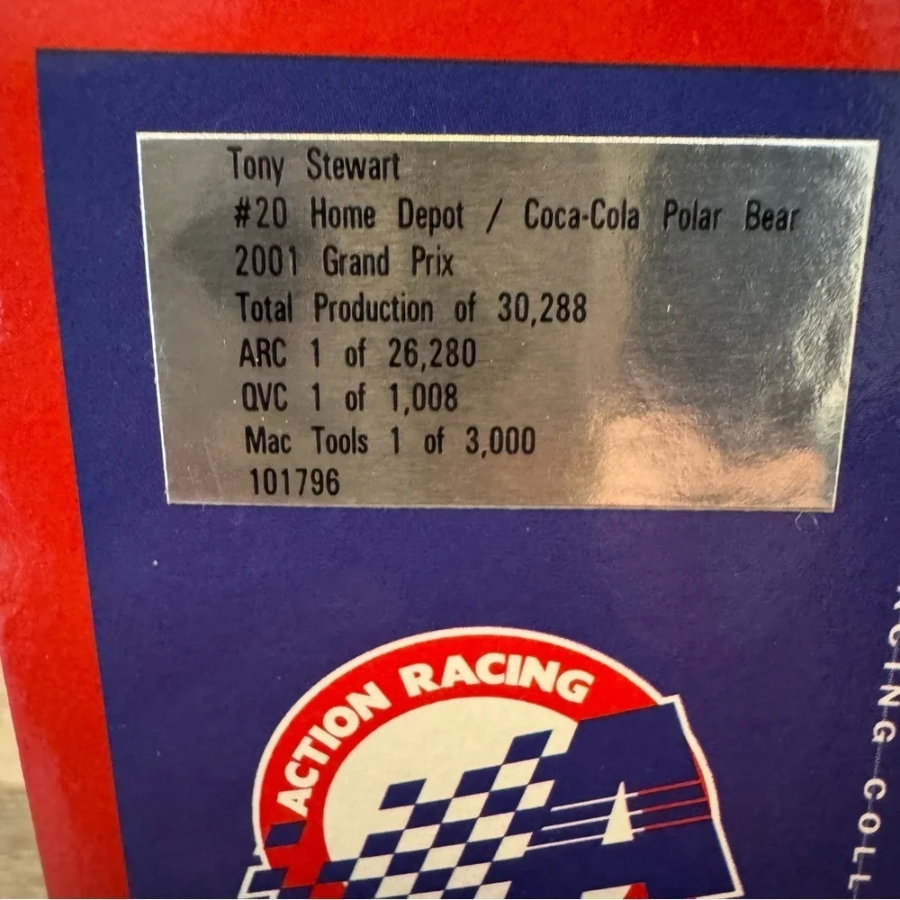 2001 Tony Stewart #20 Home Depot / Coca Cola Polar Bear - CWC 1/24 Scale Action